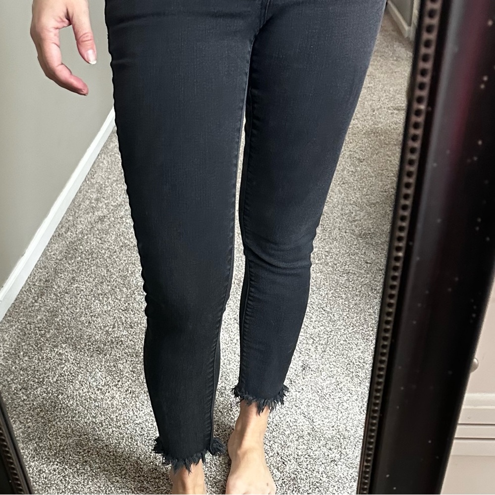 Democracy Black Ankle Jeans with Frayed Hem